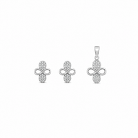 Floral shaped Women`s Pendant Set in silver