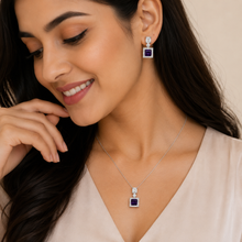 Purple Pendant with earrings Set