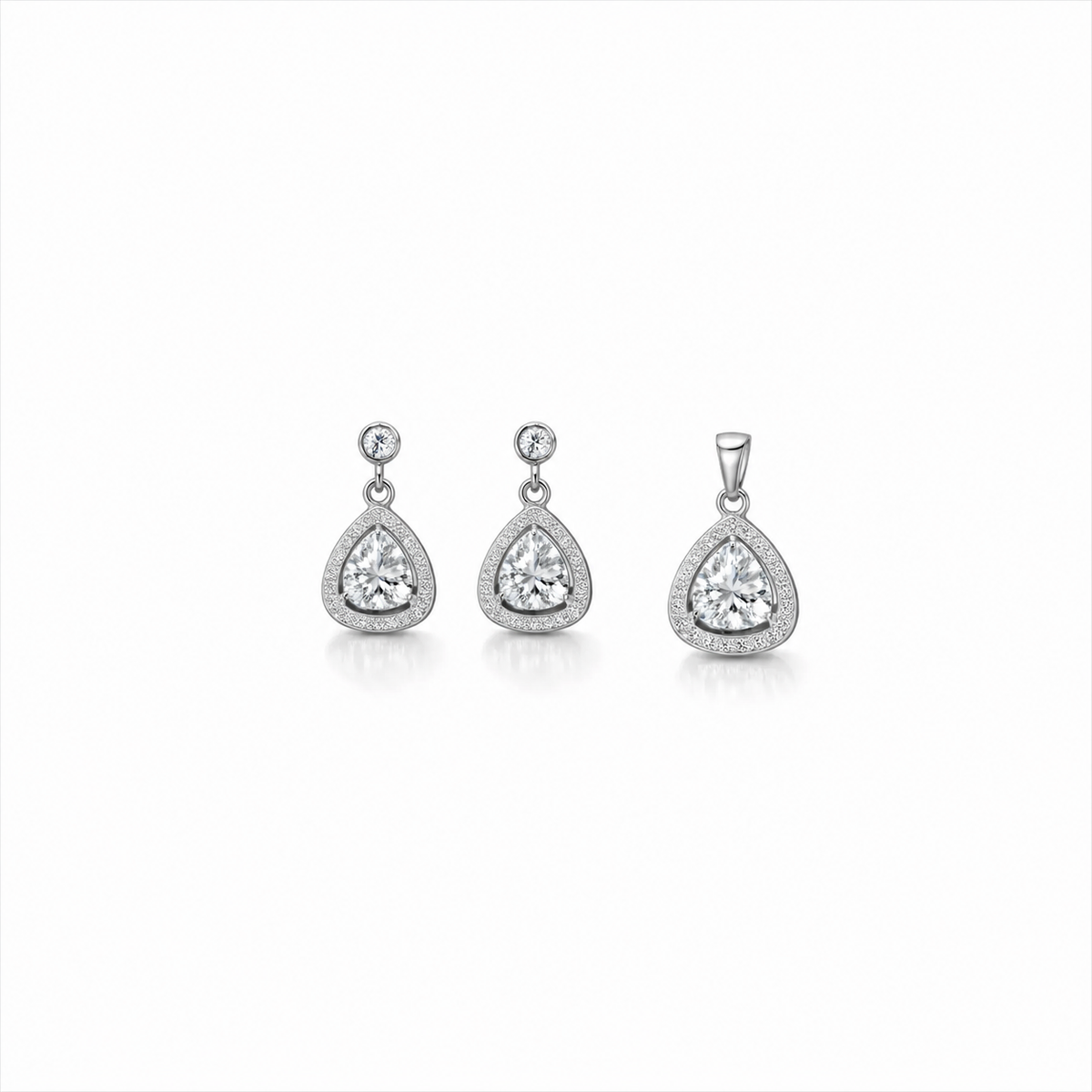 Eira Trio Pendant with earrings set in Silver