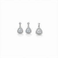 Eira Trio Pendant with earrings set in Silver