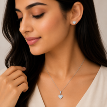 Tiny Heart Pendant with earrings in Silver