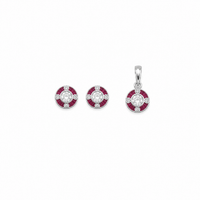 Pinklight Pendant with earrings in silver