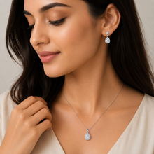Sharp teardrop Women`s pendant set in silver
