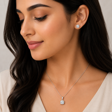Square-cut Women`s Pendant Set in silver