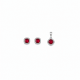 Red Ruby Pendant with earrings in silver