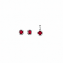 Red Ruby Pendant with earrings in silver