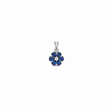 Blue flower Pendant with earrings in silver