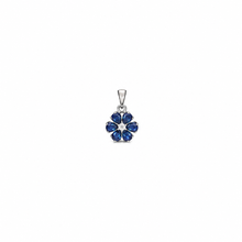 Blue flower Pendant with earrings in silver