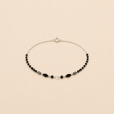 Silver Black beads women`s Anklet