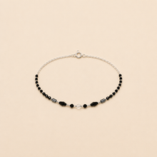 Silver Black beads women`s Anklet