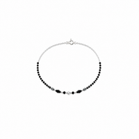 Silver Black beads women`s Anklet