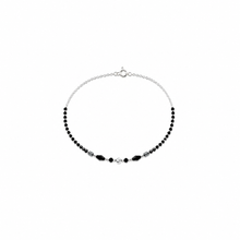 Silver Black beads women`s Anklet