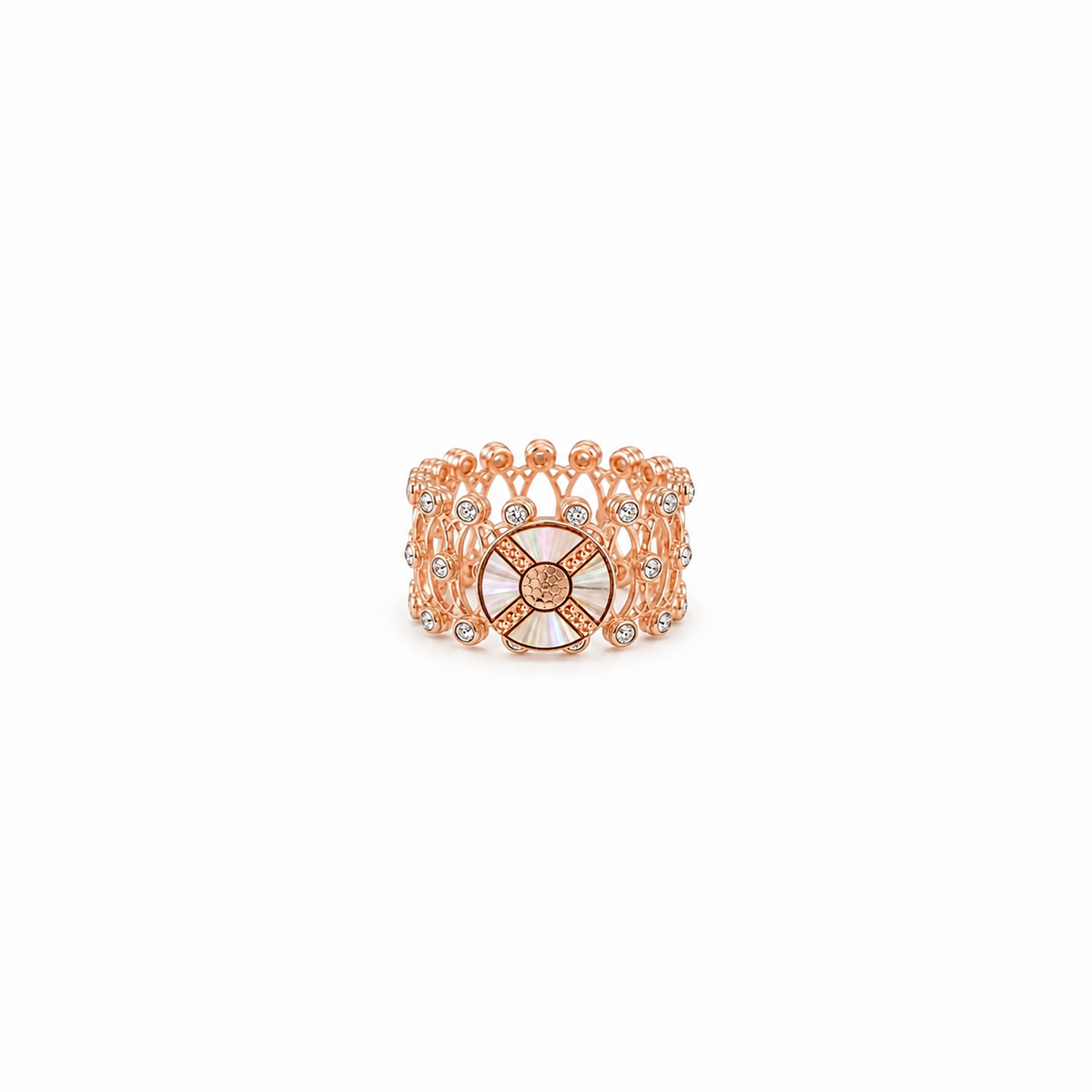 Rose gold Loop bracelet-ring duo