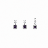 Purple Pendant with earrings Set