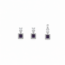 Purple Pendant with earrings Set