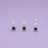 Purple Pendant with earrings Set