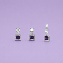 Purple Pendant with earrings Set