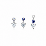 Evileye Curve Pendant with earrings in silver