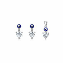 Evileye Curve Pendant with earrings in silver