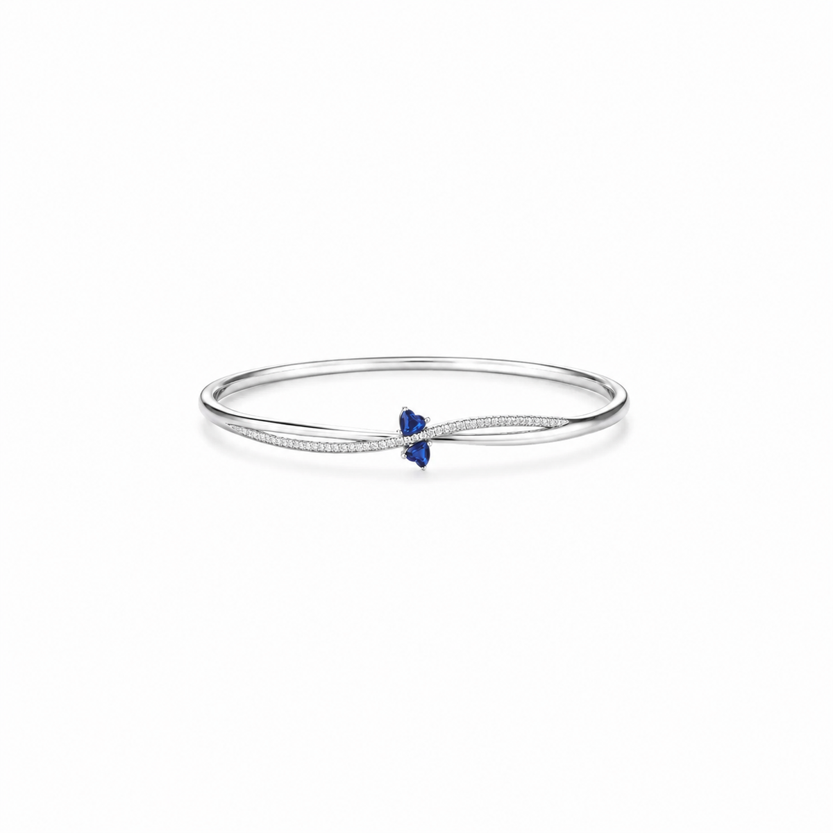Two little blue hearts Bracelet in silver