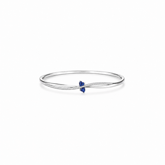 Two little blue hearts Bracelet in silver