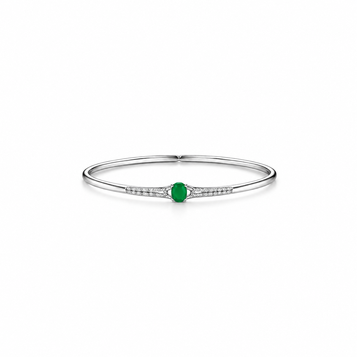 Green center emerald Bracelet in Silver