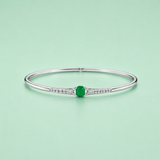 Green center emerald Bracelet in Silver
