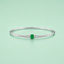 Green center emerald Bracelet in Silver
