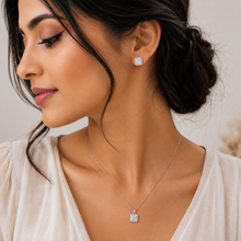 Radiance Square Halo Pendant in silver
