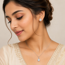 Eira Almond Pendant with earrings in silver