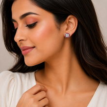 Pink Curve Women`s Earrings in silver