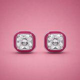 Pink Curve Women`s Earrings in silver