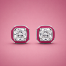 Pink Curve Women`s Earrings in silver