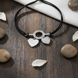 Black Cord Heart Charm Women`s Anklet