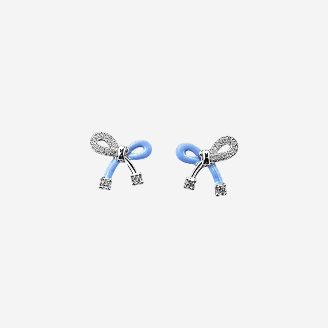 sterling silver bluebow women`s earring