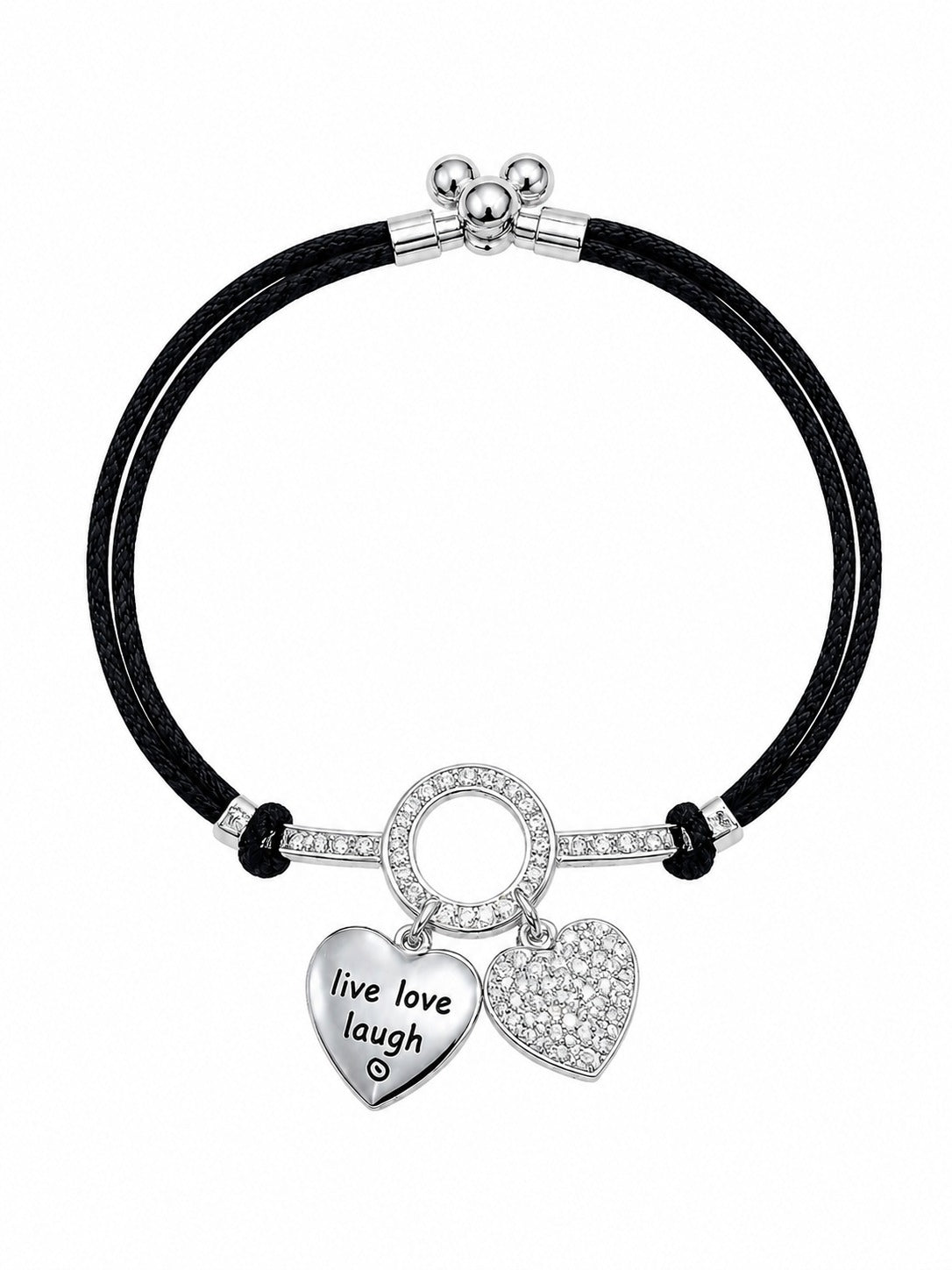 Black Cord Heart Charm Women`s Anklet