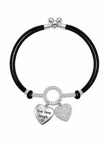 Black Cord Heart Charm Women`s Anklet