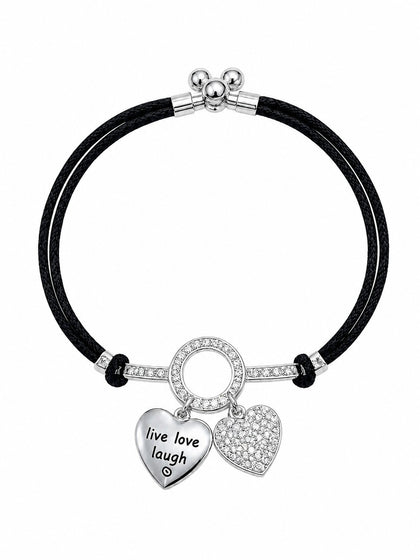 Black Cord Heart Charm Women`s Anklet
