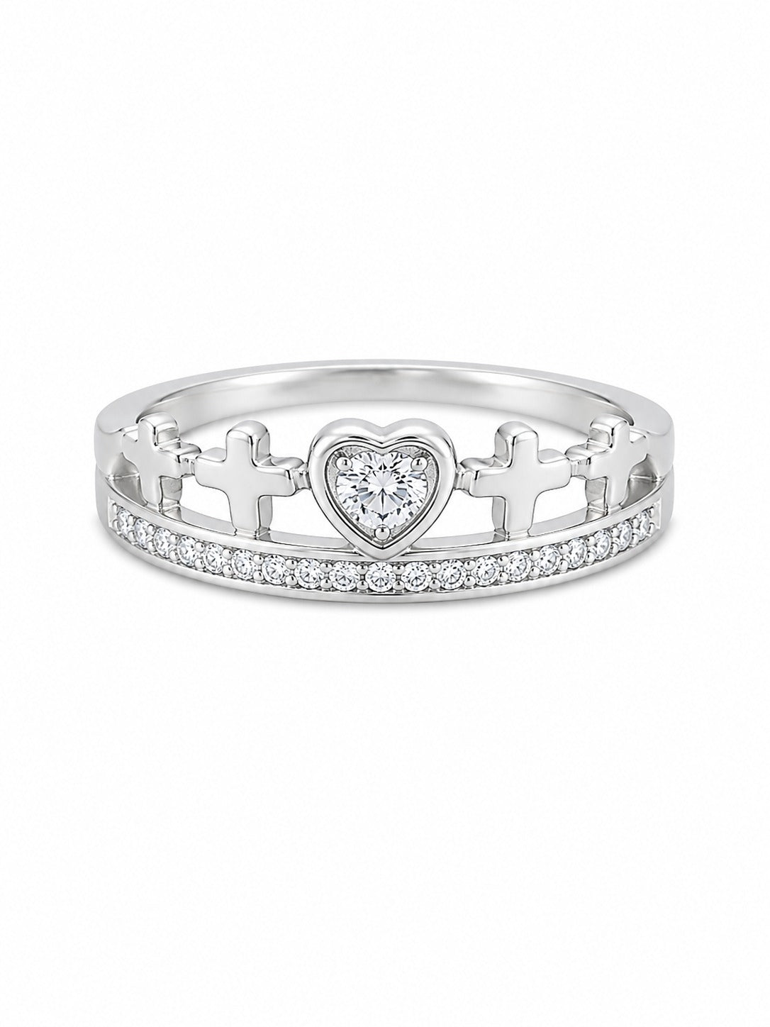Silver Heartcrown Women`s Ring