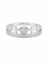 Silver Heartcrown Women`s Ring