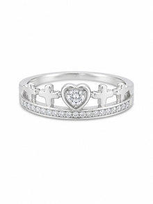Silver Heartcrown Women`s Ring