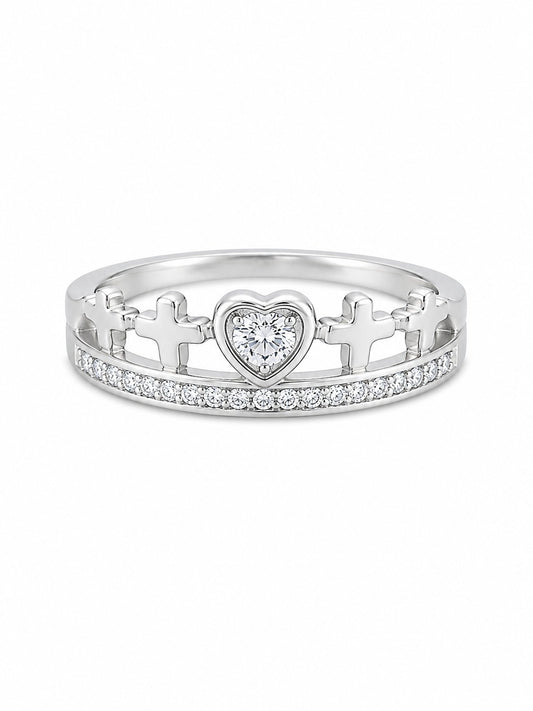 Silver Heartcrown Women`s Ring