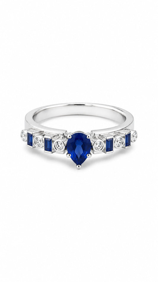 Azure Drop Ring in Silver