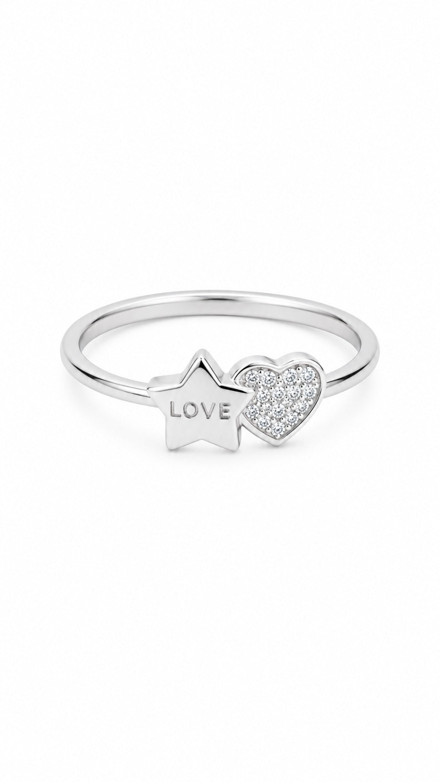 Silver Love Star Women`s Ring