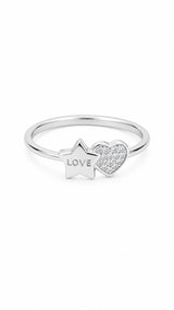 Silver Love Star Women`s Ring