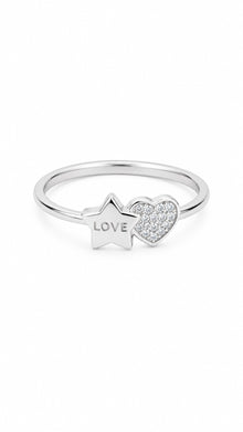 Silver Love Star Women`s Ring