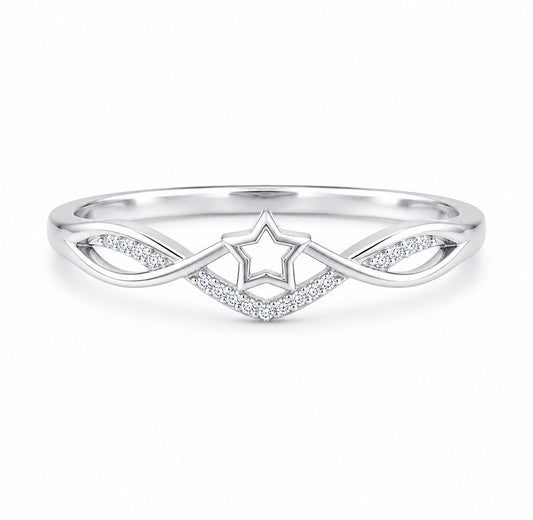 Silver Celestial Star Women`s Ring