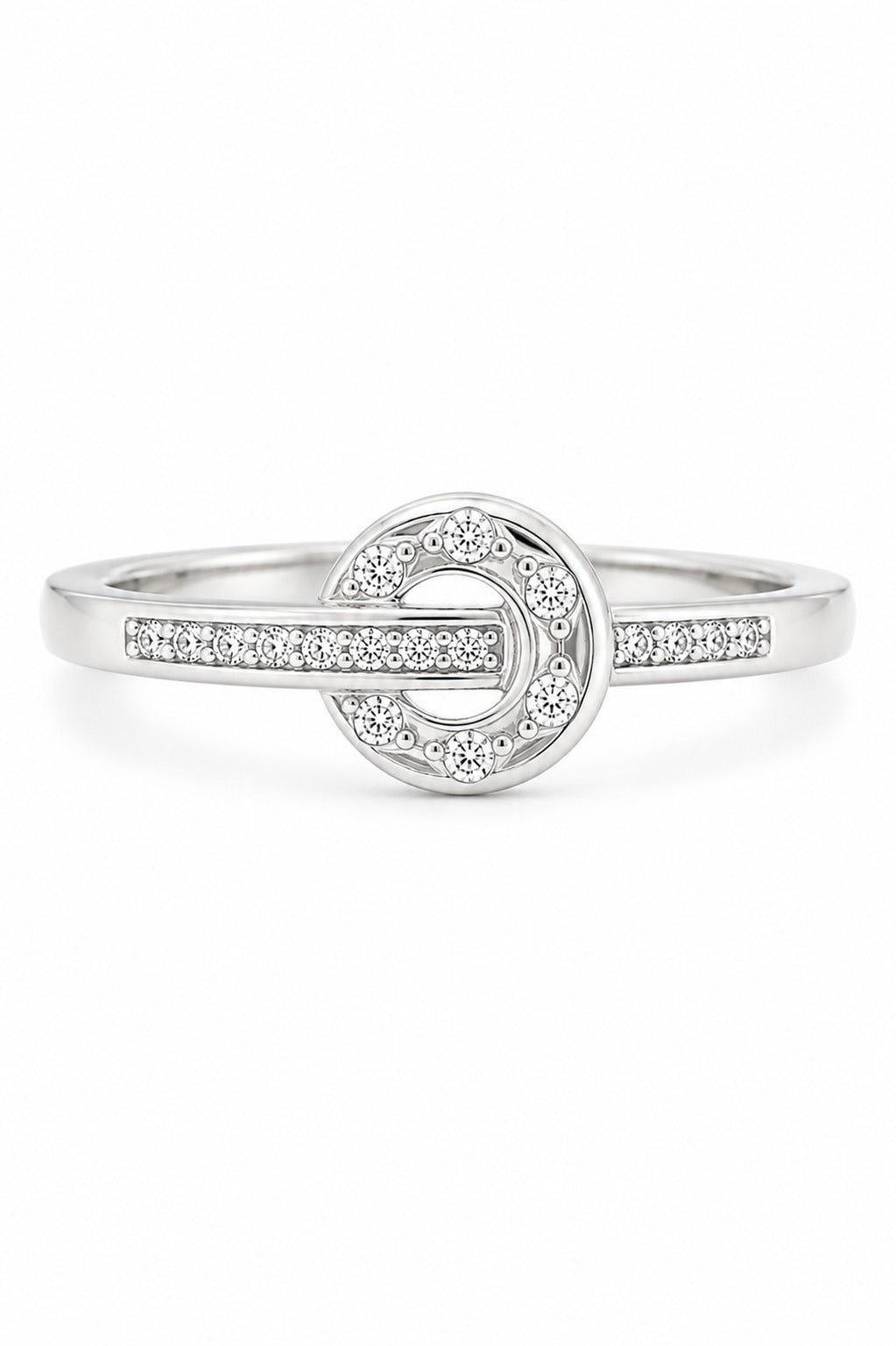 Silver Diamond Circle Ring