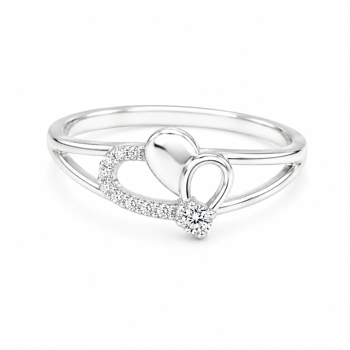 Silver Heart Loop Women`s Ring