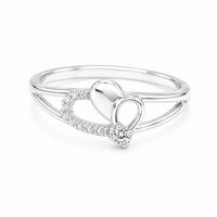 Silver Heart Loop Women`s Ring